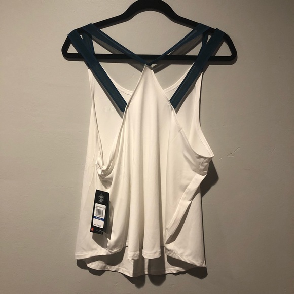 Under Armour white tank with teal mesh straps - Picture 2 of 4